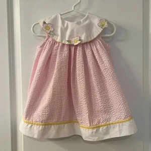 Vintage B.T Kids Gingham Dress Pink And White Size 24 Months
